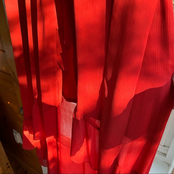 WAYF Natasha High-Low Wrap Dress in Red - Picture 4 of 4